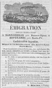 Annonce der Auswanderungsagentur Beck & Herzog in der Zeitung Le Confédéré de Fribourg, 6. Januar 1859, Seite 4